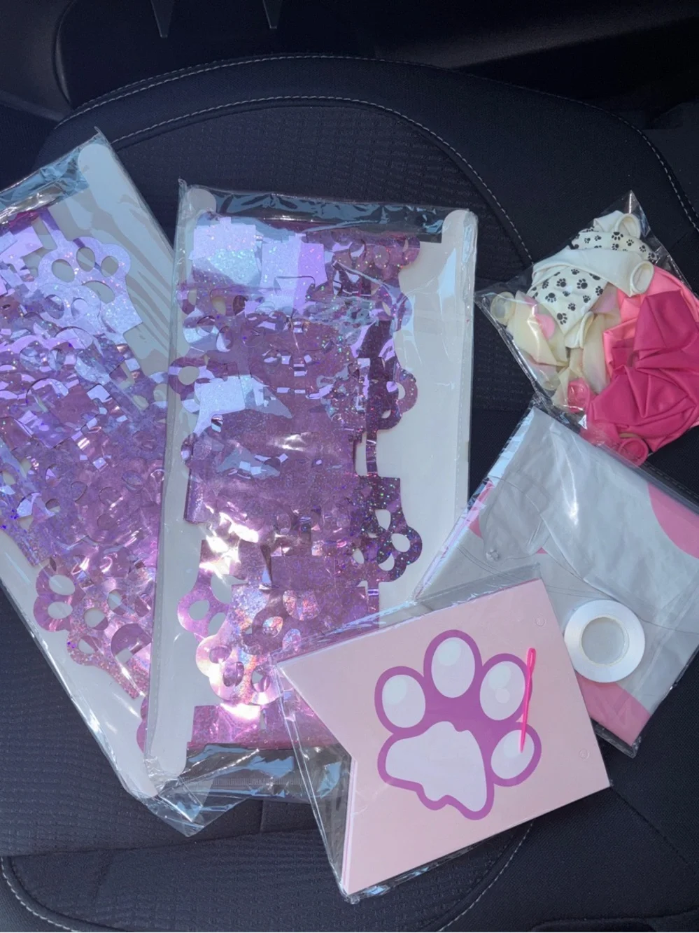 Pink Dog Birthday Supplies with Foil Curtains, balloons, Banner NWT